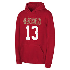 Brock Purdy San Francisco 49ers Outerstuff Mainliner Player Name & Number Hoodie Scarlet - NFL