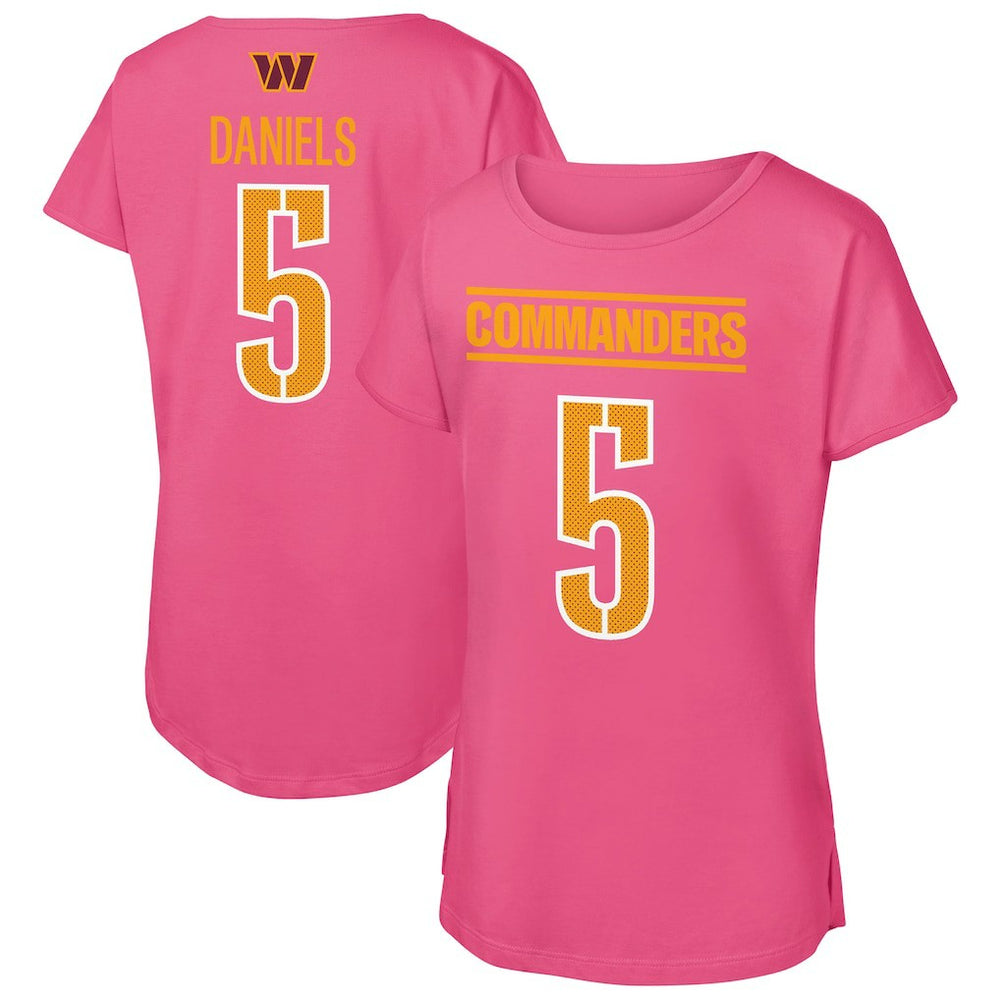 Jayden Daniels Washington Commanders Outerstuff Girls Youth Player Name & Number T-Shirt Pink - NFL