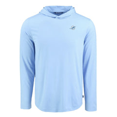 Miami Dolphins Men's Cutter & Buck Coastline Epic Comfort Eco Recycled Men's Hooded Shirt Powder Blue - NFL