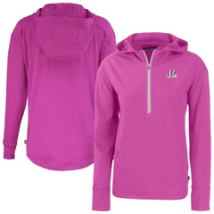 Cincinnati Bengals Cutter & Buck Women's Daybreak Eco Recycled Half-Zip Hoodie Pink - NFL