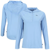 Denver Broncos Cutter & Buck Women's Coastline Epic Comfort Eco Recycled Long Sleeve Hoodie T-Shirt Powder Blue - NFL