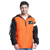 Philadelphia Flyers - G-III Sports by Carl Banks Lateral Half-Zip Hoodie Jacket Orange/Black