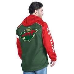 Minnesota Wild - G-III Sports by Carl Banks Lateral Half-Zip Hoodie Jacket Green/Red