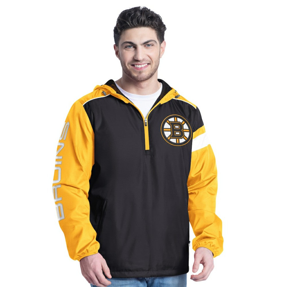 Boston Bruins G-III Sports by Carl Banks Lateral Half-Zip Hoodie Jacket Black/Gold