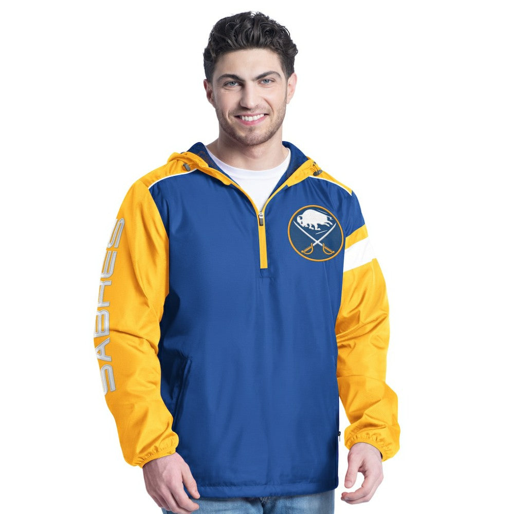 Buffalo Sabres - G-III Sports by Carl Banks Lateral Half-Zip Hoodie Jacket Royal/Gold