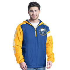 Buffalo Sabres - G-III Sports by Carl Banks Lateral Half-Zip Hoodie Jacket Royal/Gold