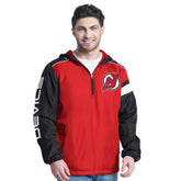 New Jersey Devils - G-III Sports by Carl Banks Lateral Half-Zip Hoodie Jacket Red/Black