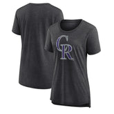 Colorado Rockies Women's Weathered Official Logo Tri-Blend T-Shirt On Sale