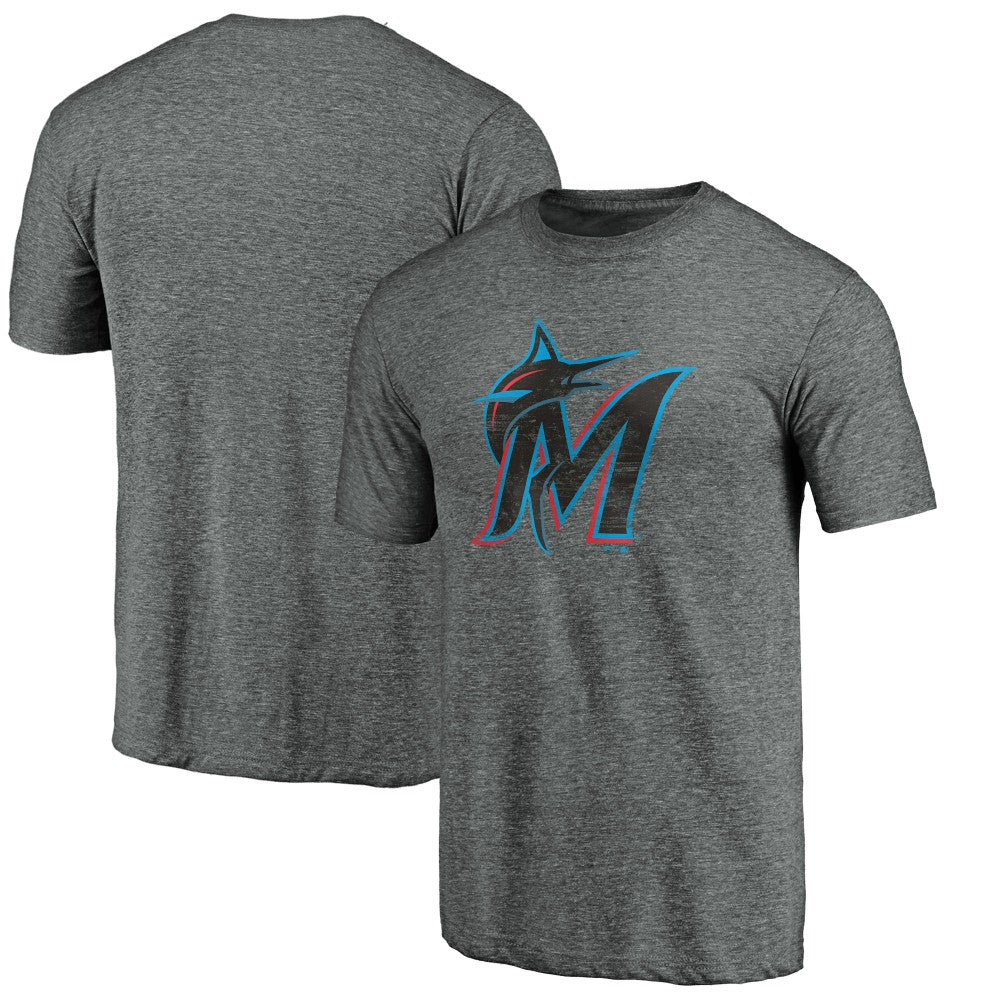 Miami Marlins Weathered Official Logo Tri-Blend T-Shirt Clearance