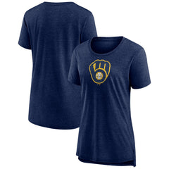 Milwaukee Brewers Women's Weathered Official Logo Tri-Blend T-Shirt for sale