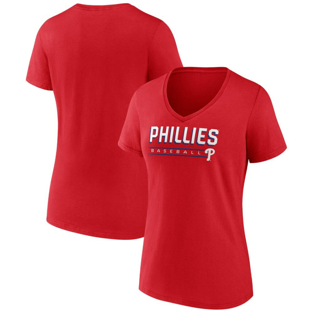 Philadelphia Phillies Women's Primary Play V-Neck T-Shirt for sale
