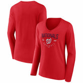 Washington Nationals Women's Live For It Long Sleeve V-Neck T-Shirt Lifestyle