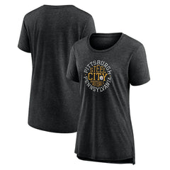 Pittsburgh Steelers Women's Steel City Tri-Blend T-Shirt Charcoal - NFL