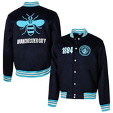 Manchester City Sport Design Sweden Free Kick Wool Varsity Jacket - Navy