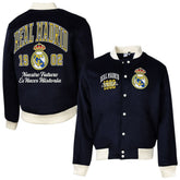 Real Madrid Sport Design Sweden Free Kick Wool Varsity Jacket - Navy
