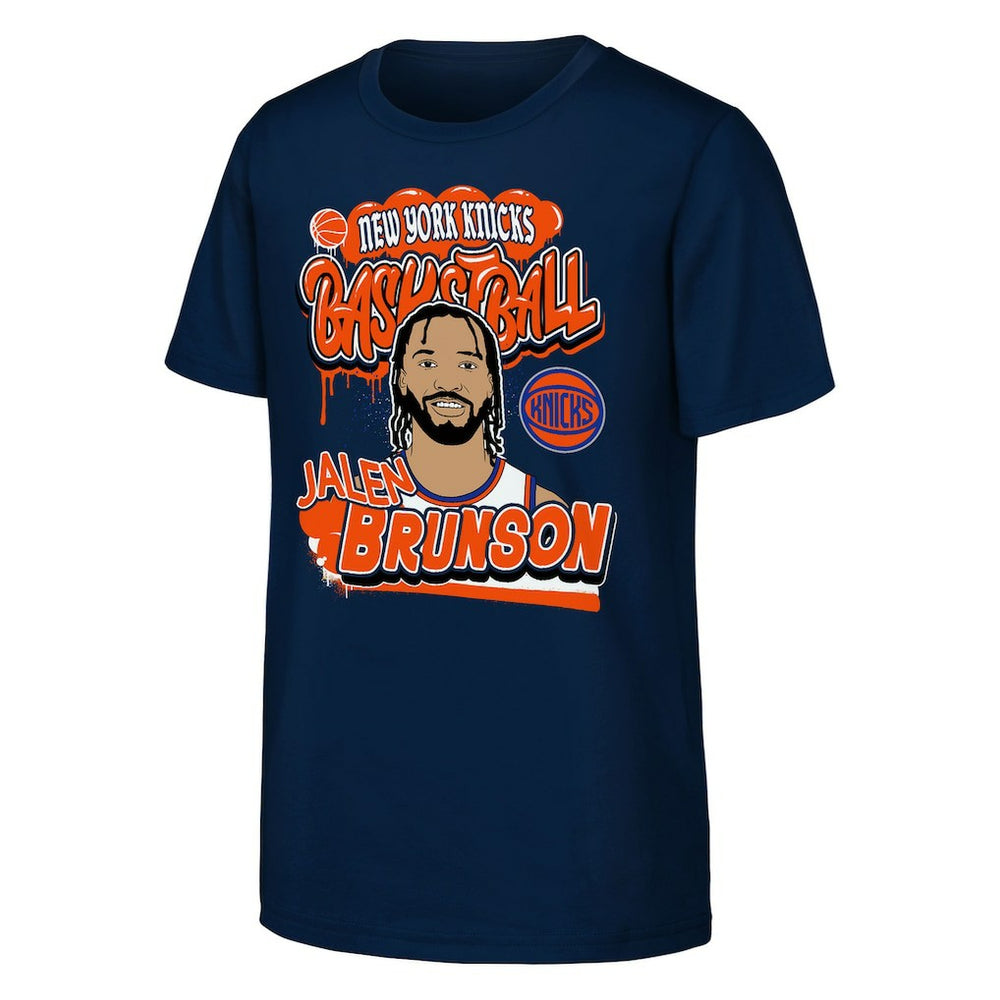 NBA - Jalen Brunson New York Knicks Outerstuff Youth Baller T-Shirt - Navy