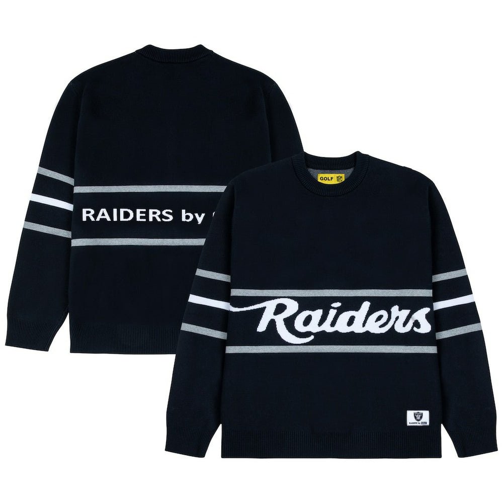Las Vegas Raiders GOLF WANG Jacquard Pullover Sweater Black - NFL