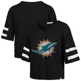 Miami Dolphins '47 Women's Premier Scout Cropped V-Neck T-Shirt Black - 47 brand