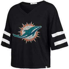 Miami Dolphins '47 Women's Premier Scout Cropped V-Neck T-Shirt Black - 47 brand