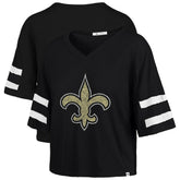 New Orleans Saints '47 Women's Premier Scout Cropped V-Neck T-Shirt Black - 47 brand