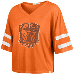 Cleveland Browns '47 Women's Premier Scout Cropped V-Neck T-Shirt Orange - 47 brand