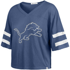 Detroit Lions '47 Women's Premier Scout Cropped V-Neck T-Shirt Blue - 47 brand