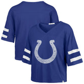 Indianapolis Colts '47 Women's Premier Scout Cropped V-Neck T-Shirt Royal - 47 brand