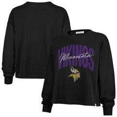 Minnesota Vikings '47 Women's Muse Sydney Long Sleeve Cropped T-Shirt Black - 47 brand