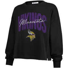 Minnesota Vikings '47 Women's Muse Sydney Long Sleeve Cropped T-Shirt Black - 47 brand