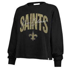 New Orleans Saints '47 Women's Muse Sydney Long Sleeve Cropped T-Shirt Black - 47 brand