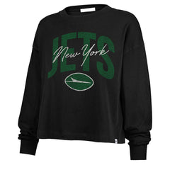 New York Jets '47 Women's Muse Sydney Long Sleeve Cropped T-Shirt Black - 47 brand