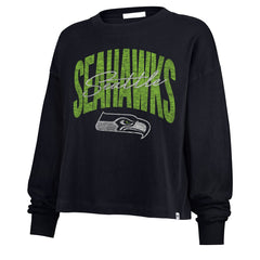 Seattle Seahawks '47 Women's Muse Sydney Long Sleeve Cropped T-Shirt College Navy - 47 brand