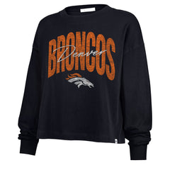 Denver Broncos '47 Women's Muse Sydney Long Sleeve Cropped T-Shirt Navy - 47 brand