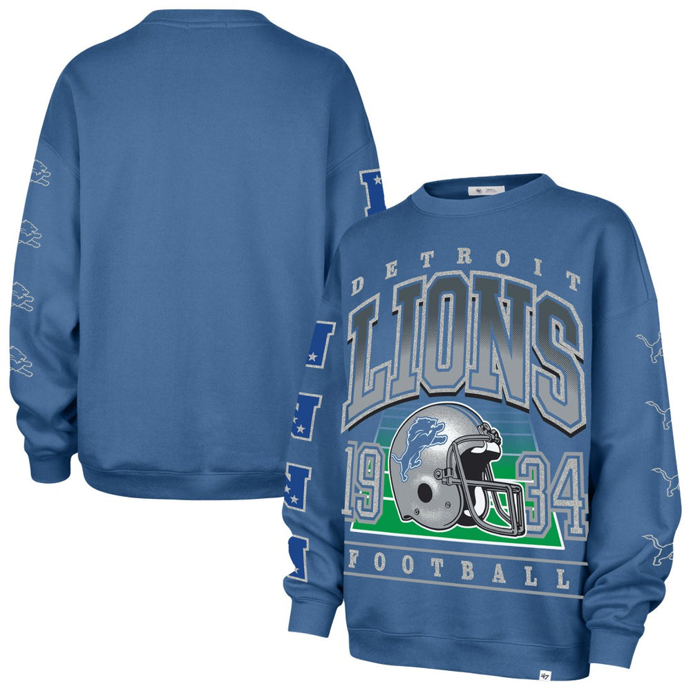 Detroit Lions '47 Women's Go Big Oversized Pullover Sweatshirt Blue - 47 brand