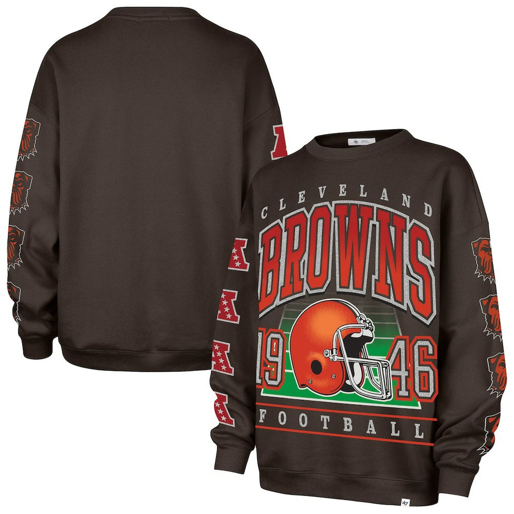 Cleveland Browns '47 Women's Go Big Oversized Pullover Sweatshirt Brown - 47 brand