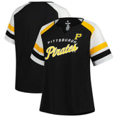 Pittsburgh Pirates Profile Women's Plus Sized Arched Notch Neck T-Shirt Sale