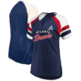 Atlanta Braves Profile Women's Arched Notch Neck T-Shirt Sale