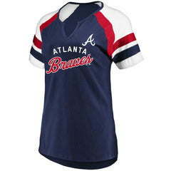 Atlanta Braves Profile Women's Arched Notch Neck T-Shirt Sale