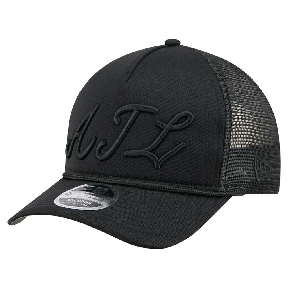 Atlanta Braves New Era City Initial 9FORTY A-Frame M-Crown Adjustable Trucker Hat Lifestyle