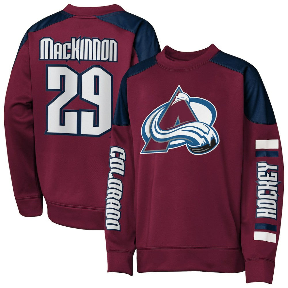 Nathan MacKinnon Colorado Avalanche - Outerstuff Youth Best Defense Name & Number Crewneck Sweatshirt Burgundy