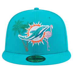 Miami Dolphins New Era State Stitch 59FIFTY Fitted Hat Aqua - NFL