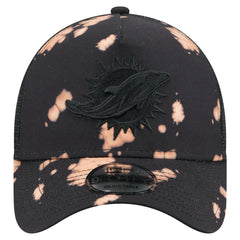 Miami Dolphins New Era Bleached 9FORTY A-Frame Adjustable Hat Black - NFL