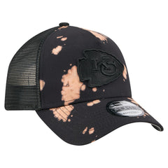 Kansas City Chiefs New Era Bleached 9FORTY A-Frame Adjustable Hat Black - NFL