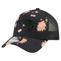 New England Patriots New Era Bleached 9FORTY A-Frame Adjustable Hat Black - NFL