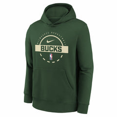 Nike - Milwaukee Bucks Youth 2025/26 Club Fleece Practice Hoodie - Hunter Green