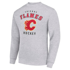 Calgary Flames - Men's Starter Team Logo Fleece Pullover Sweatshirt Heather Gray