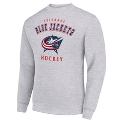 Columbus Blue Jackets - Men's Starter Team Logo Fleece Pullover Sweatshirt Heather Gray