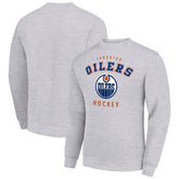 Edmonton Oilers - Men's Starter Team Logo Fleece Pullover Sweatshirt Heather Gray