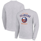 New York Islanders - Men's Starter Team Logo Fleece Pullover Sweatshirt Heather Gray
