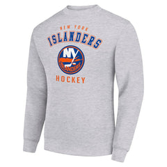 New York Islanders - Men's Starter Team Logo Fleece Pullover Sweatshirt Heather Gray